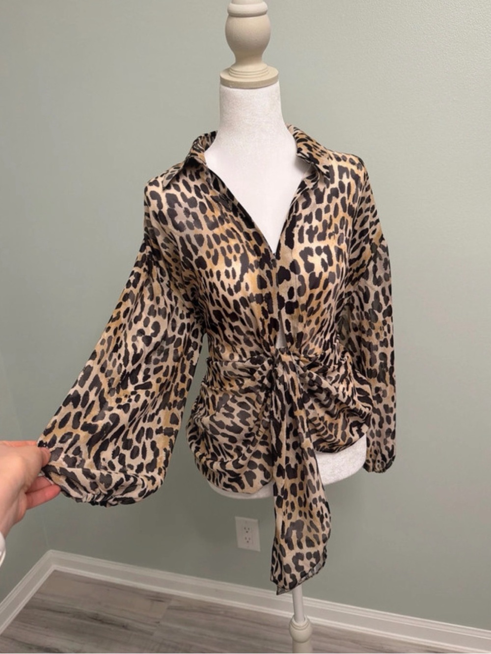 River Island Twist Tie Front Blouse in Animal Print